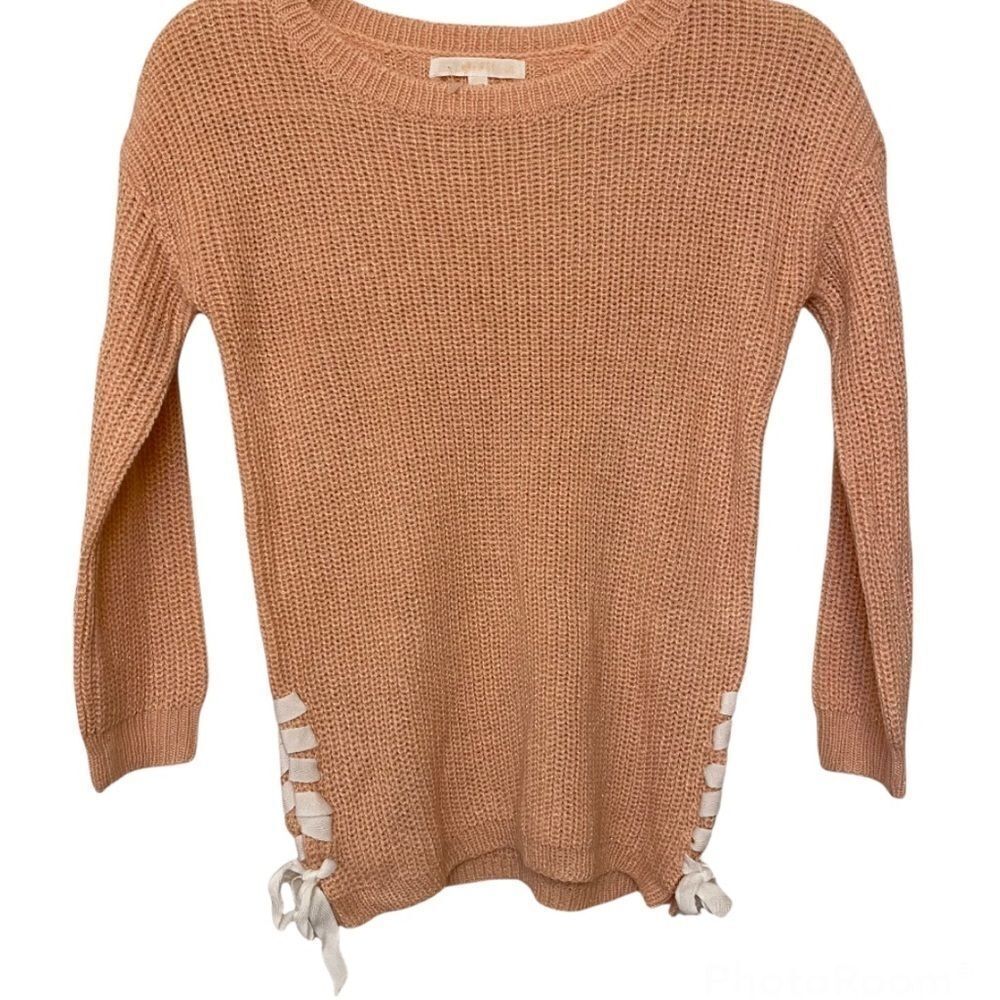 Girls blush pink peach crew neck Sweater size M 10/12
